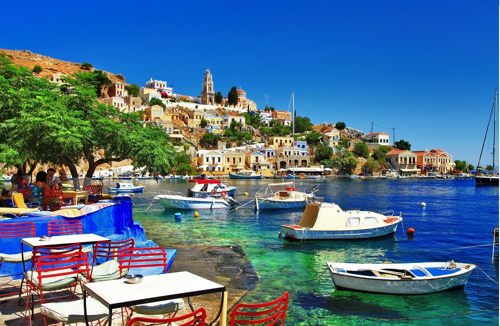 Tranh ghép 1000 mảnh cảng Santorini Hi Lạp