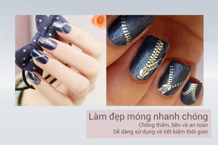 Dán Móng Khóa Kéo Nail Art - Bạc (FreeSize)