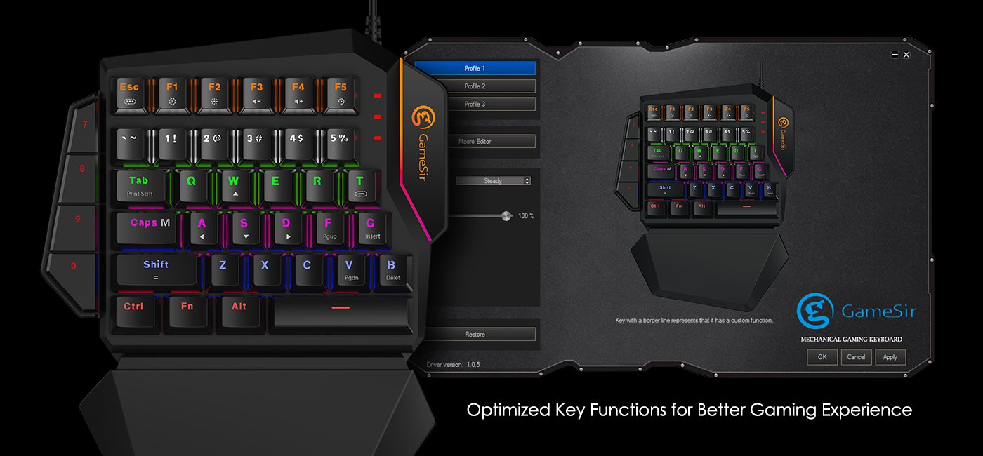 Combo Bàn phím cơ một tay Gamesir GK100 Gaming Keypad + Dock GameSir X1 tặng chuột Dragon