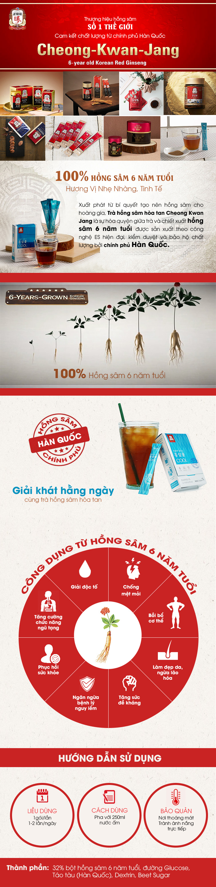 Trà Hồng Sâm Hòa Tan KGC Cheong Kwan Jang KRG Tea Cool (100 gói)