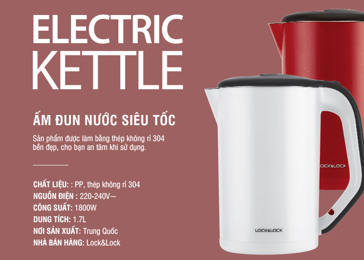 Bình Đun Siêu Tốc Lock&Lock EJK738RED (1.7L) - Đỏ