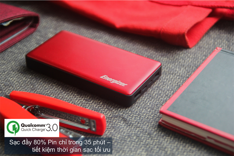 Pin Sạc Dự Phòng Energizer 15.000mAh QC 3.0 UE15002CQRD Limited Edition (Đỏ) - Hàng Chính Hãng