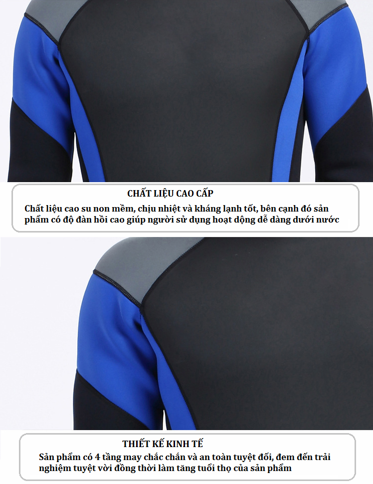 Quần áo lặn biển 3mm NAM 1026 giữ ấm, bộ đồ lặn thoáng khí, chống thầm nước cao cấp - POKI