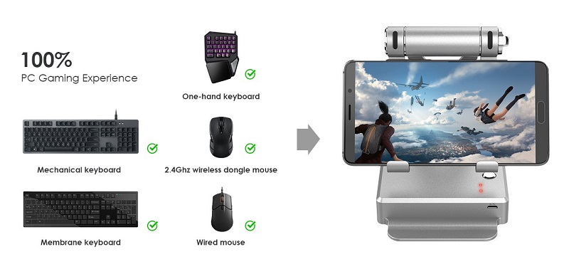 Combo Bàn phím cơ một tay Gamesir GK100 Gaming Keypad + Dock GameSir X1 tặng chuột Dragon