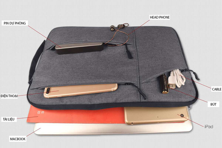 Túi Chống Sốc Laptop Macbook 11 inch và Dell XPS 13 inch - Đen