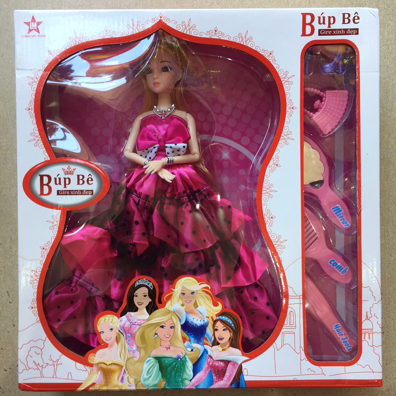 Búp bê Gire xinh đẹp và 5 phụ kiện đi kèm (Váy hồng đậm)