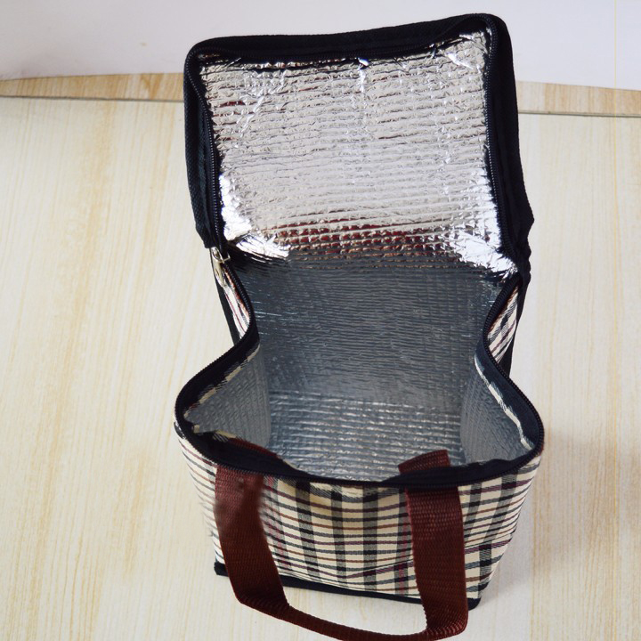 Túi giữ nhiệt kiểu đứng caro vàng kem