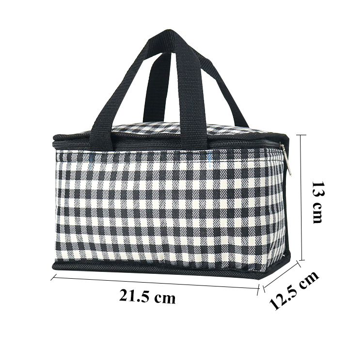Túi giữ nhiệt kiểu ngang caro trắng đen