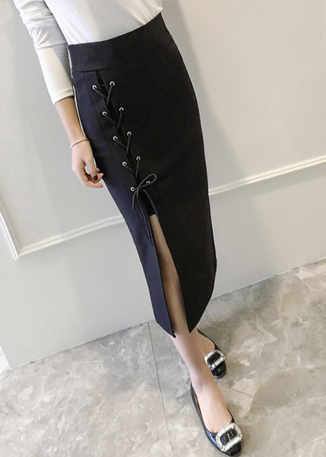 Chân váy nữ xẻ tà đan dây cv01