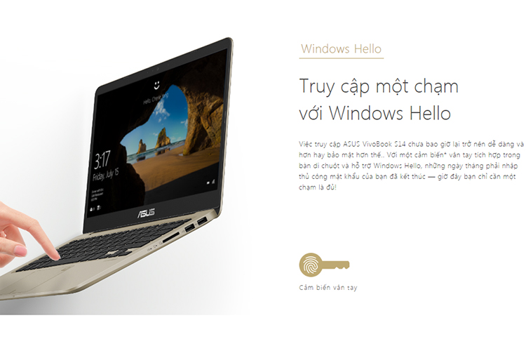 Laptop Asus VivoBook S14 S410UN-EB210T Core i5-8250U/Win10 (14 inch) - Hàng Chính Hãng (Gold)