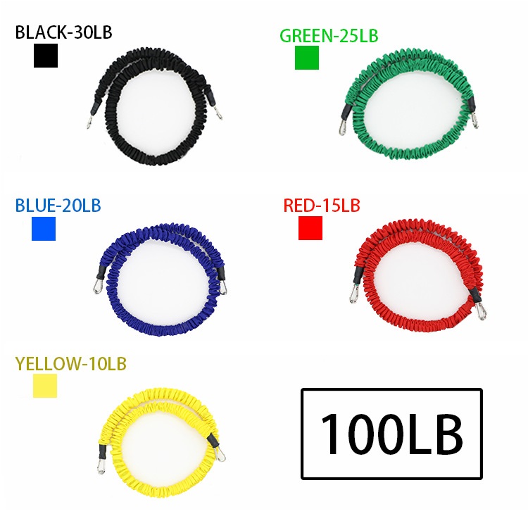 Dây đàn hồi tập Gym PRO-ZD11, bộ dây tập thể lực 5 màu - Bộ 11 chi tiết, dây tập kháng lực 100LB cao cấp - POKI