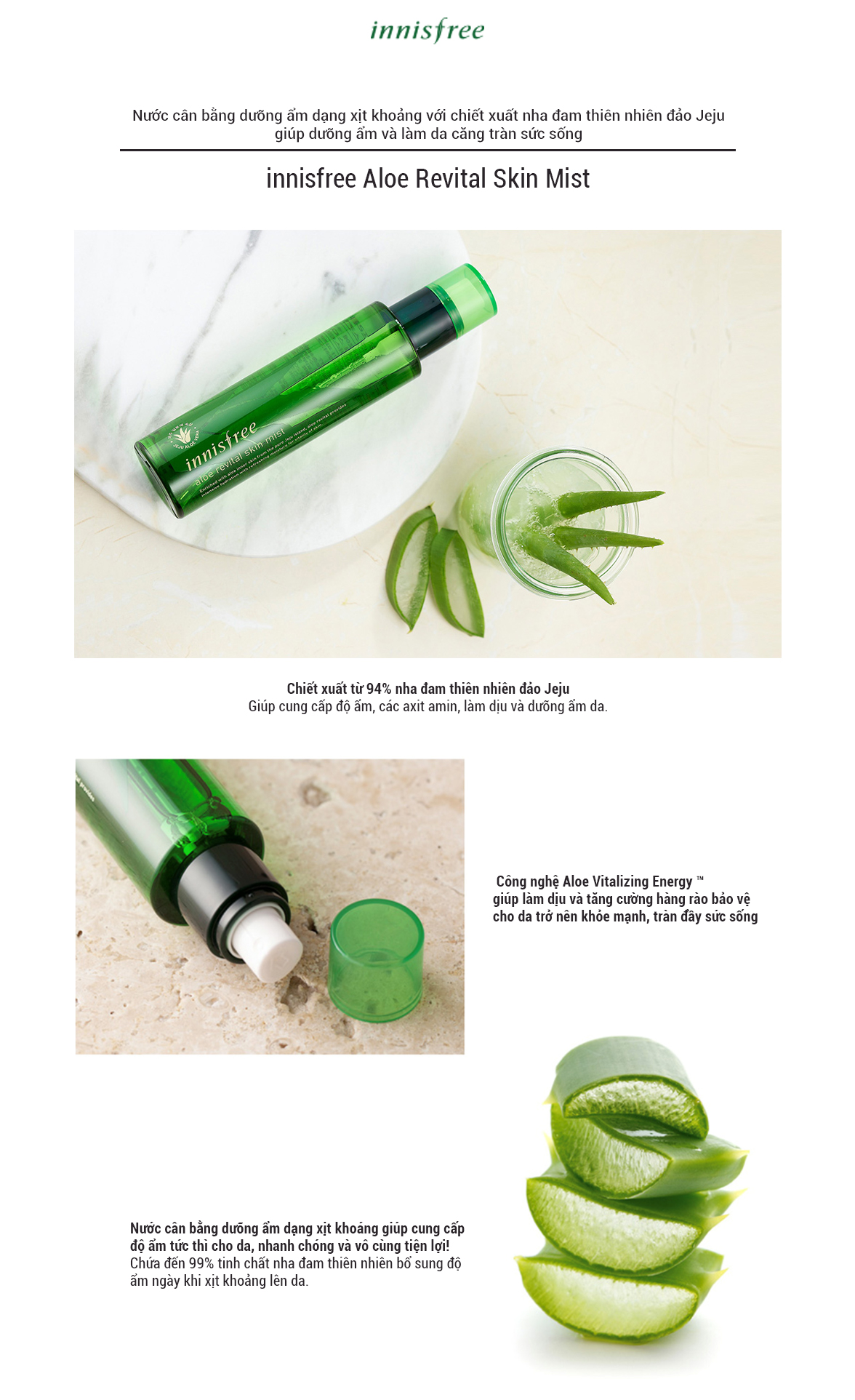 Xịt Khoáng Dưỡng Ẩm Từ Nha Đam Innisfree Aloe Revital Skin Mist (120ml)