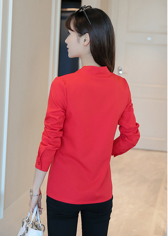 Sơ mi nữ cổ v cách điệu sm168