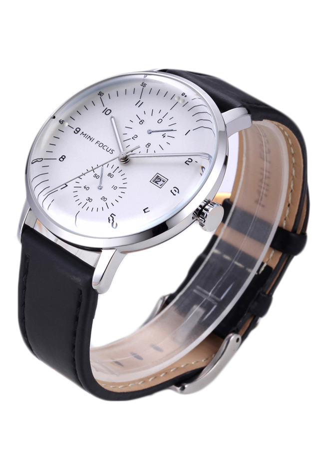 Đồng hồ nam Mini Focus 5 kim lịch ngày dây da cao cấp JS-MF052