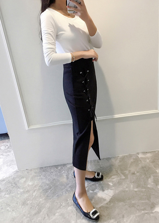 Chân váy nữ xẻ tà đan dây cv01