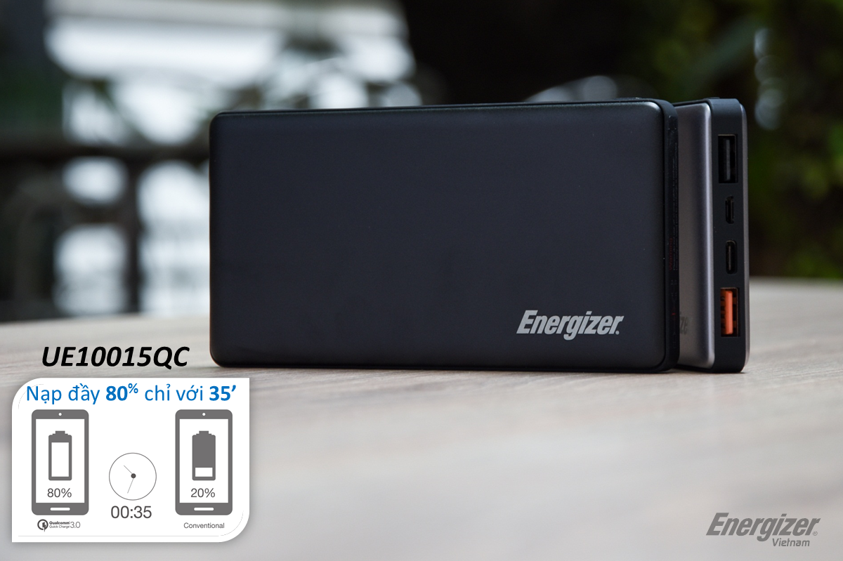 Pin Sạc Dự Phòng Energizer 10.000mAh QC 3.0 UE10015CQ - Hàng Chính Hãng