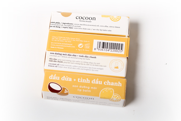 Son dưỡng môi lip balm Cocoon Dầu dừa + tinh chất chanh