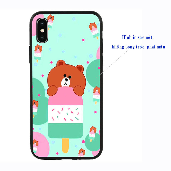 Ốp lưng viền TPU cao cấp cho Iphone X - Gấu Brown 04
