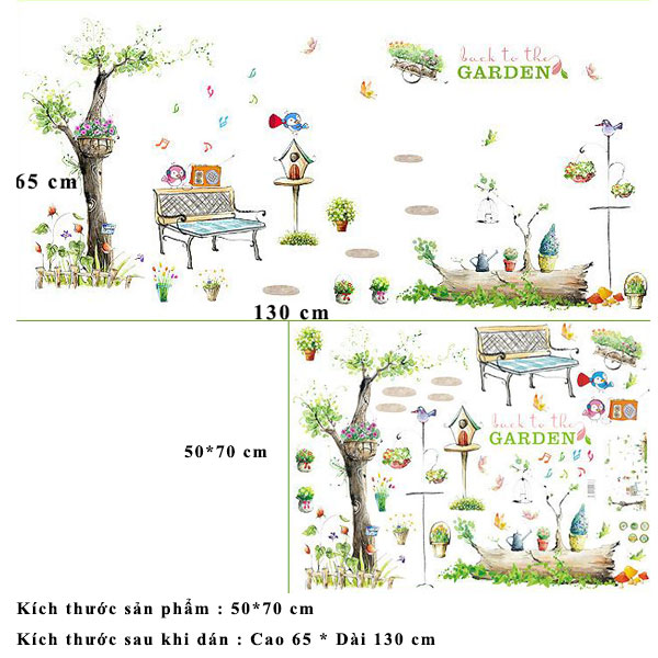 Decal trang trí dán tường khu vườn cổ tích cho bé XL7093
