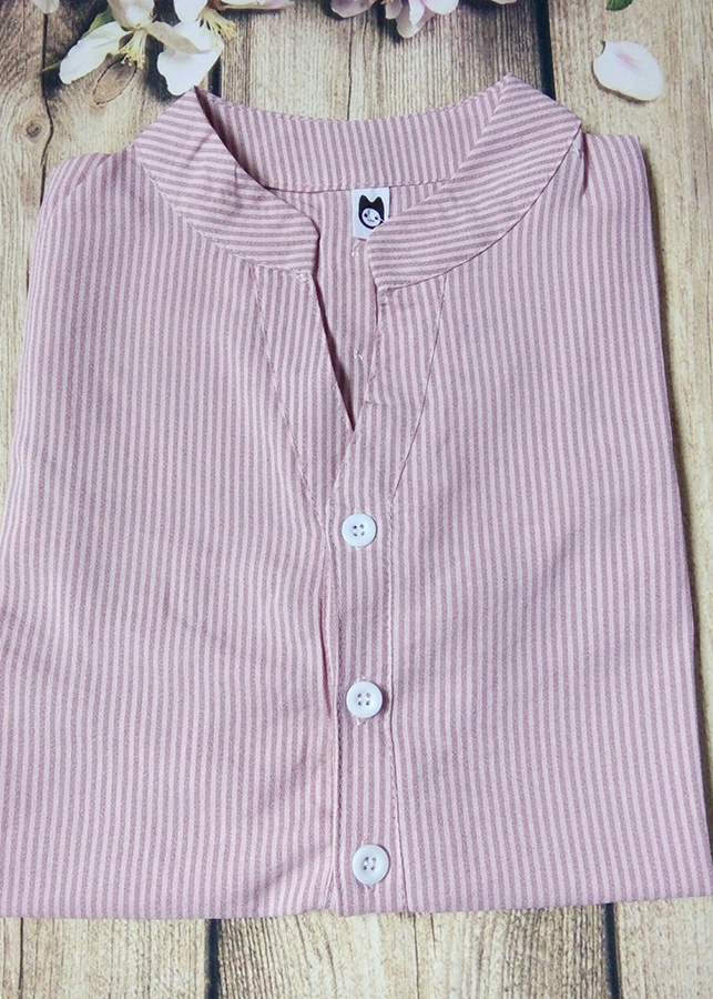 Sơ mi nữ sọc kẻ hồng xinh xắn sm33