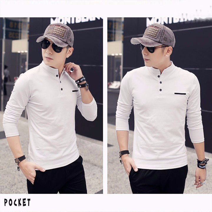 Áo Thun Dài Tay Cổ Trụ Pocket