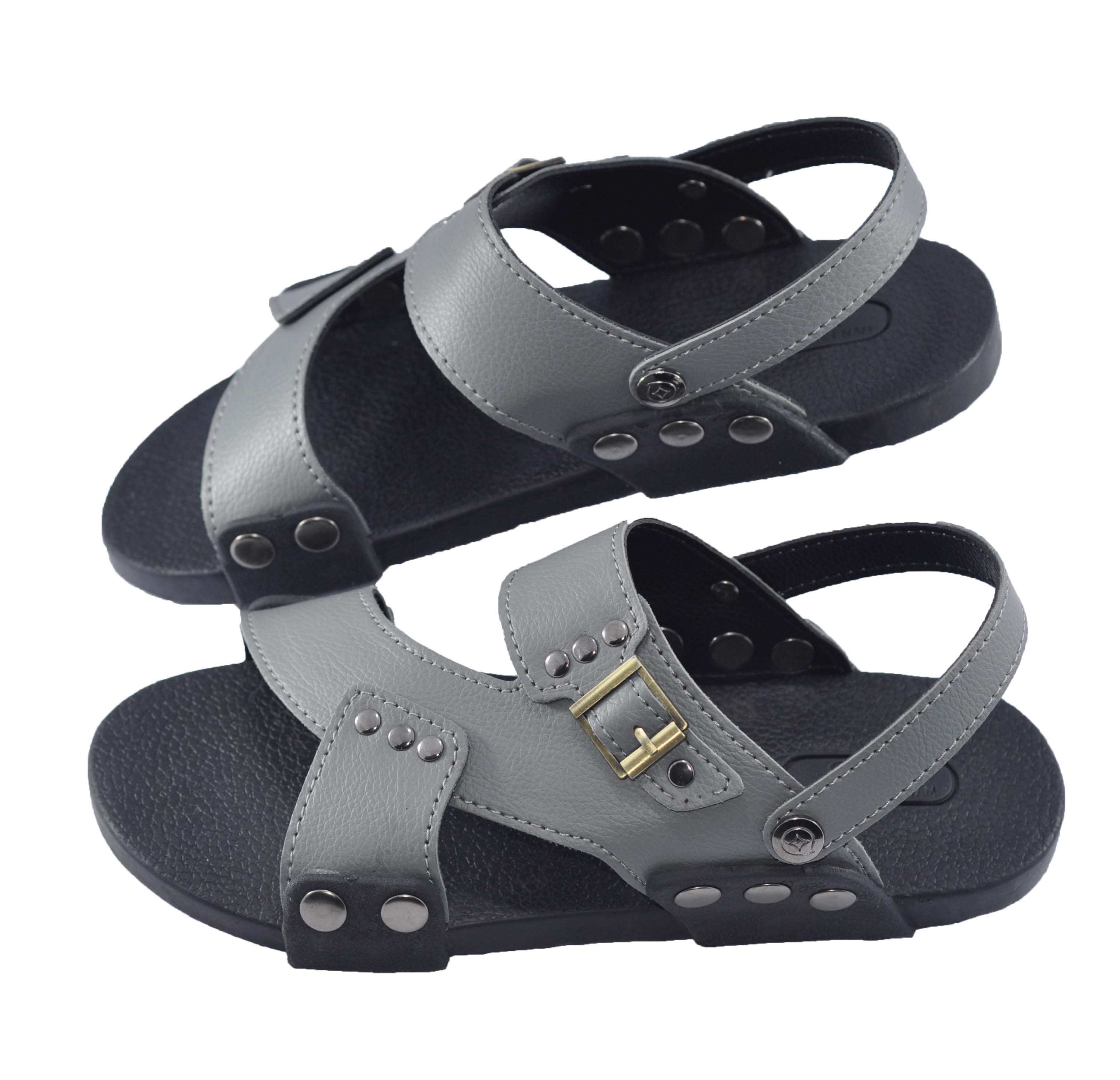 Giày sandal nam quai chéo da PU cao cấp mềm êm chân - TPU-73A( Xám )