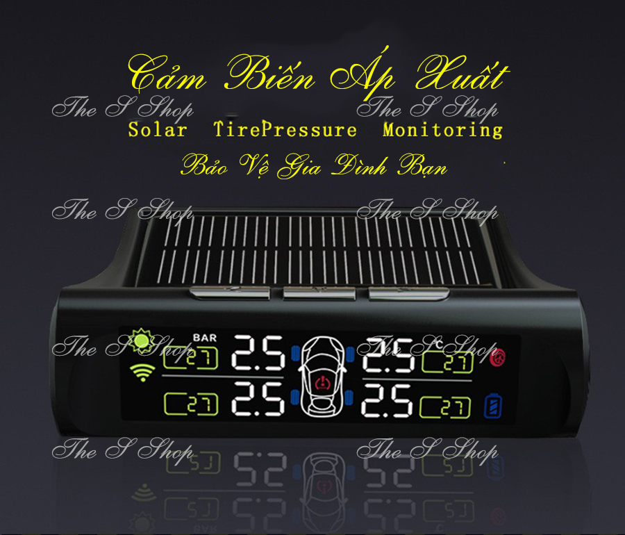 Cảm Biến Áp Suất lốp xe hơi TPMS - Không Dây - chạy bằng năng lượng mặt trời