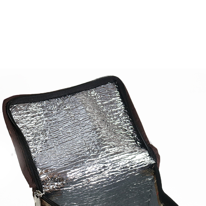 Túi giữ nhiệt kiểu đứng caro nâu đen mới