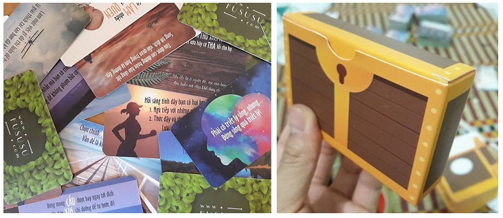 Bộ thẻ 52 ảnh châm ngôn truyền cảm hứng FuSuSu đựng trong hòm kho báu đẹp lung linh (Bản 2018)