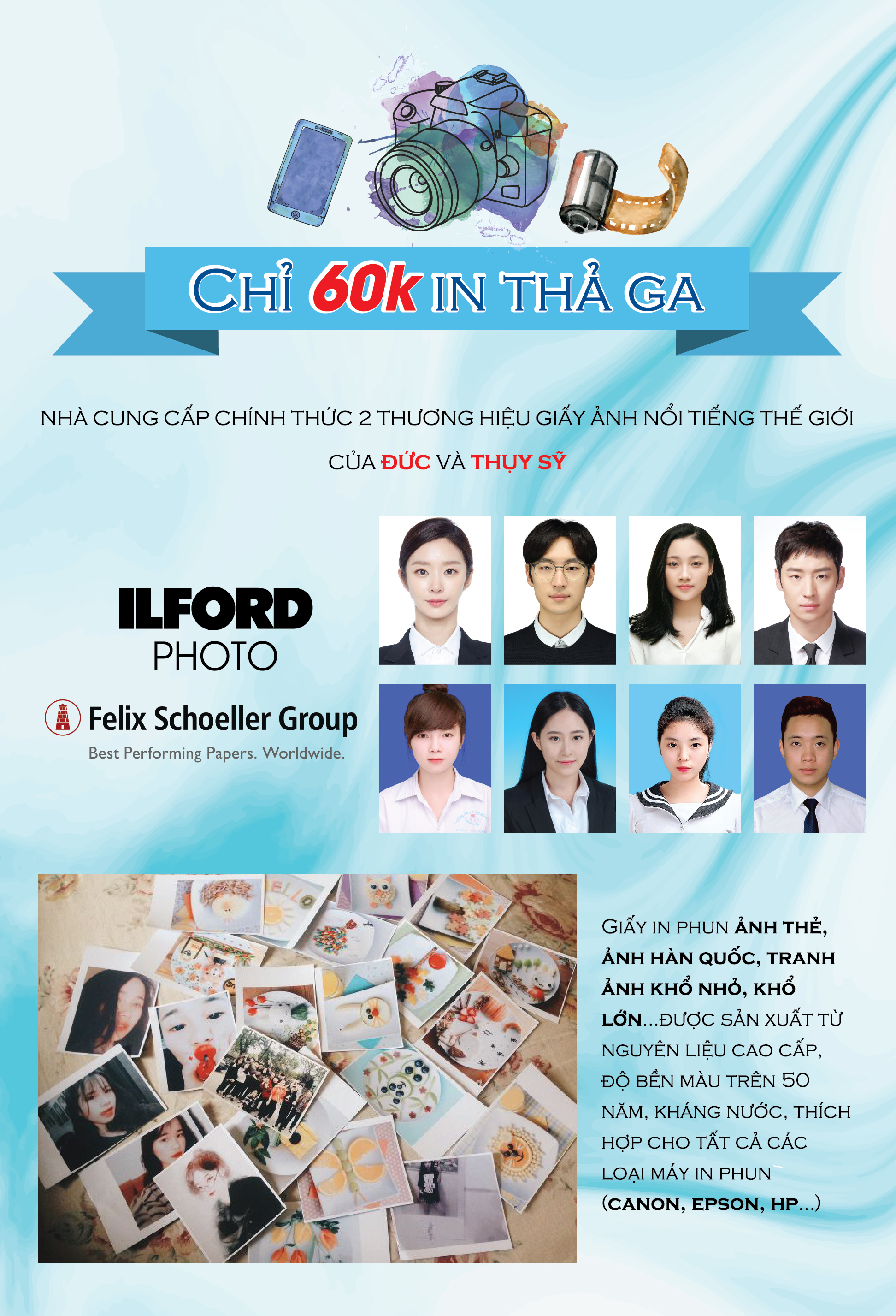 Giấy in ảnh thẻ ảnh hàn quốc khổ a6 thương hiệu ILFORD  thụy sĩ 