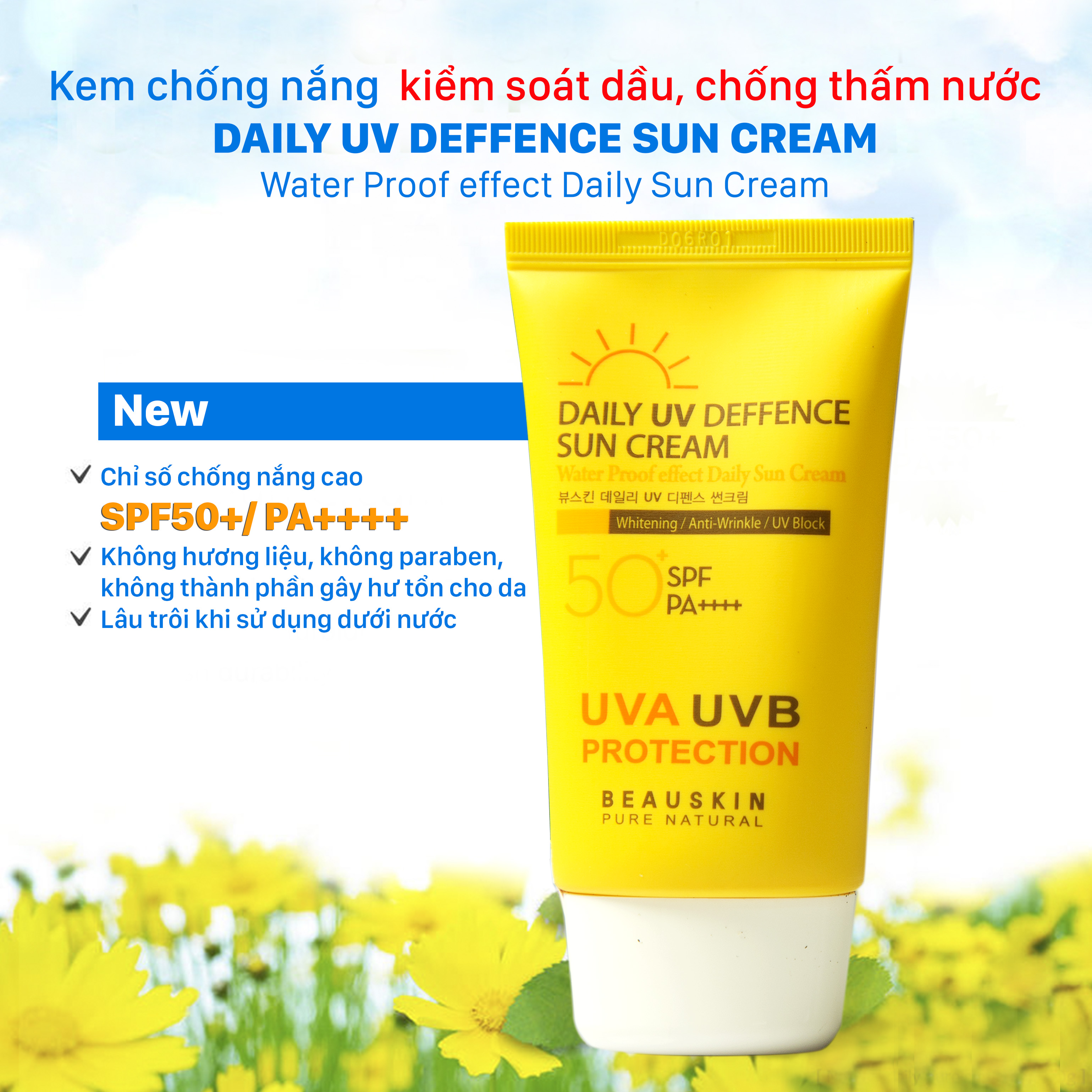 Kem chống nắng Beauskin Daily UV Deffence Sun Cream 50+ SPF/PA++++
