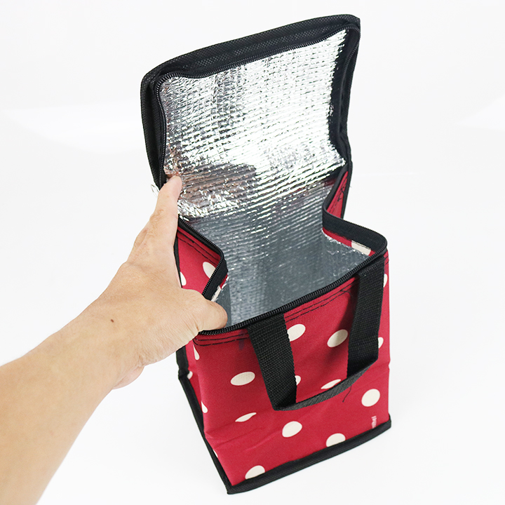 Túi giữ nhiệt kiểu đứng đỏ chấm bi AH