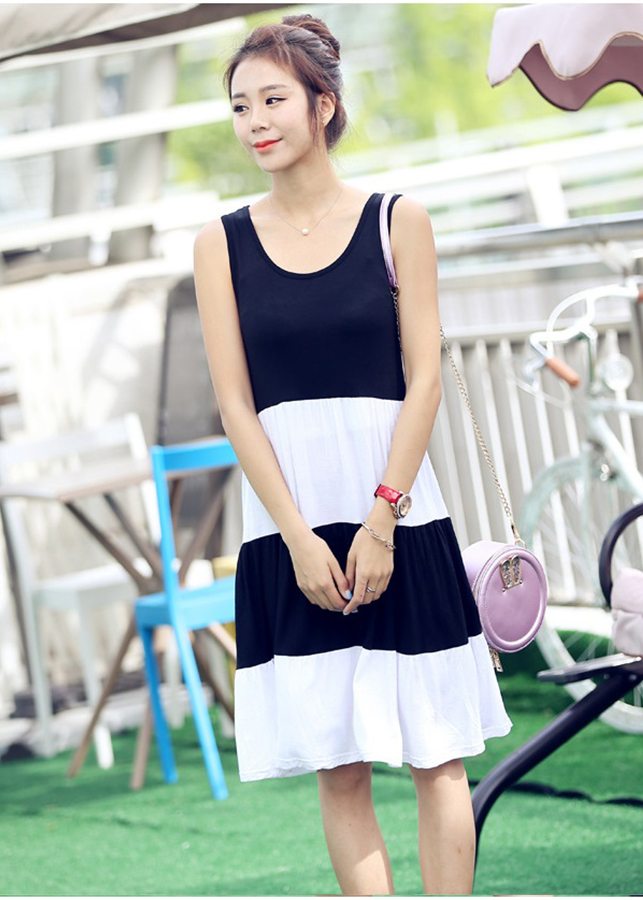 Đầm bầu nữ phối màu db26