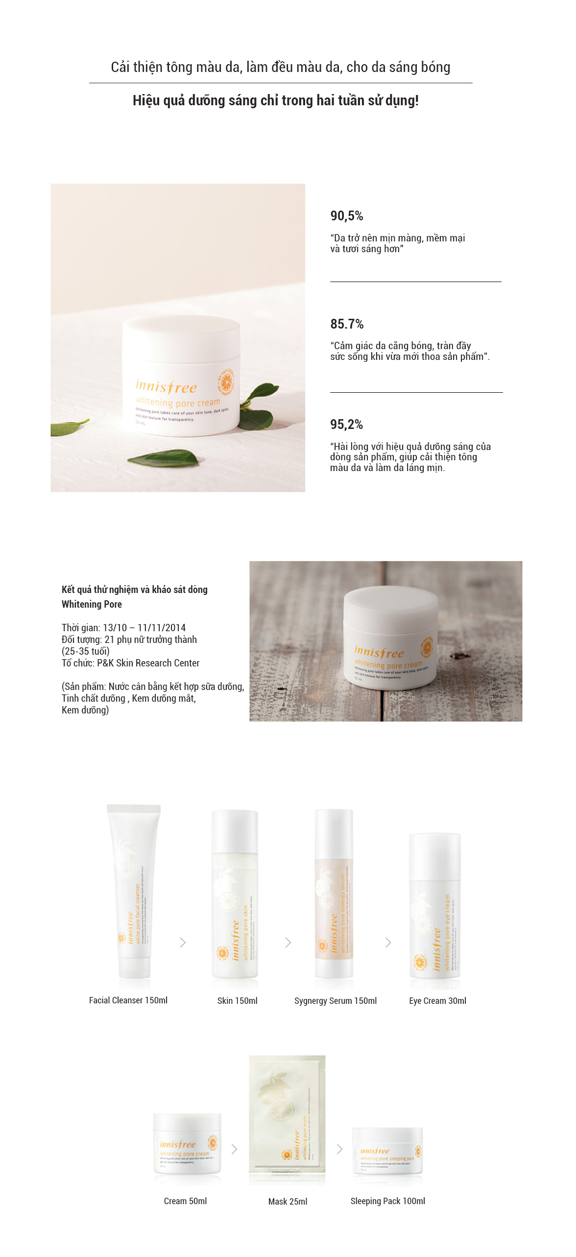 Kem Dưỡng Làm Sáng Da Từ Vỏ Quýt Tươi Jeju Innisfree Whitening Pore Cream (50ml)