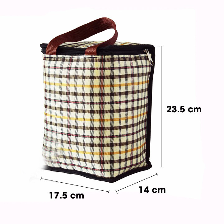 Túi giữ nhiệt kiểu đứng caro vàng kem