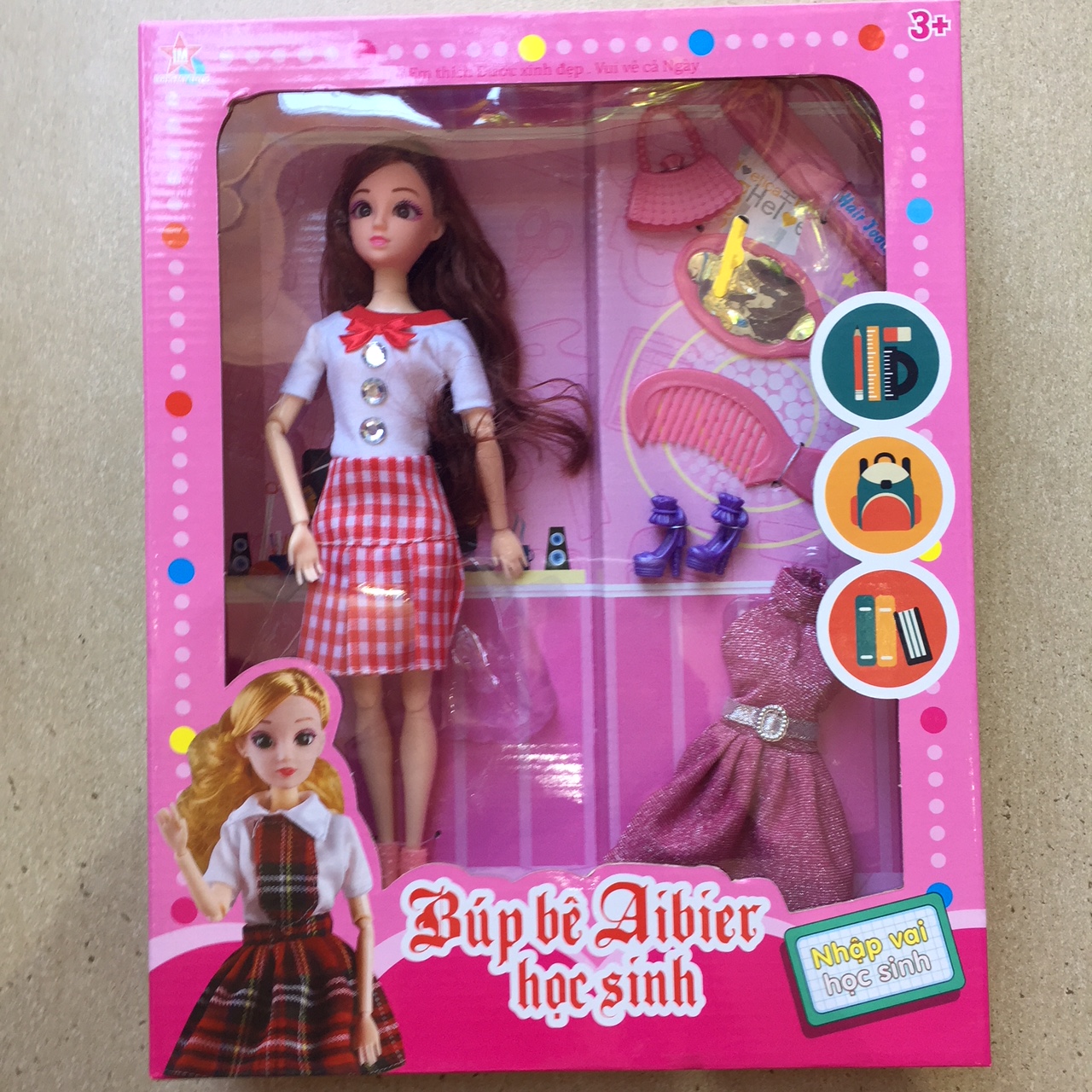 Búp bê Aibier học sinh có khớp và phụ kiện