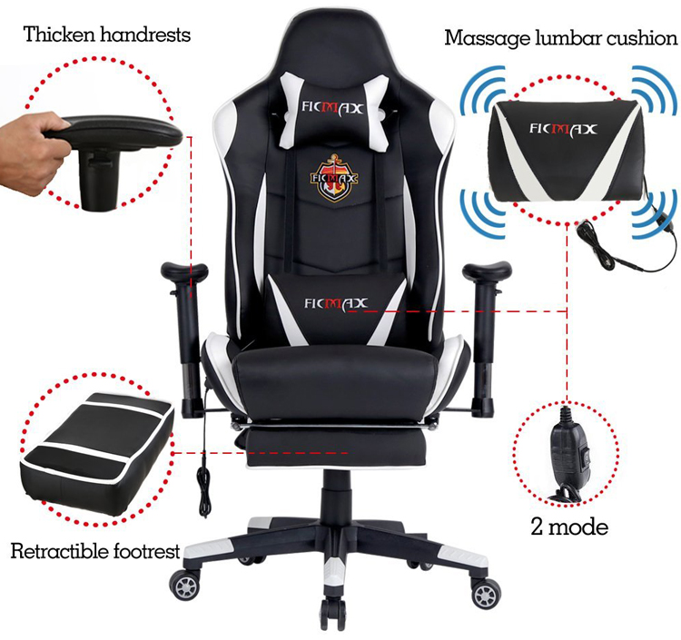 Ghế Chơi Game Ficmax FX-008 Massage - Hàng Chính Hãng