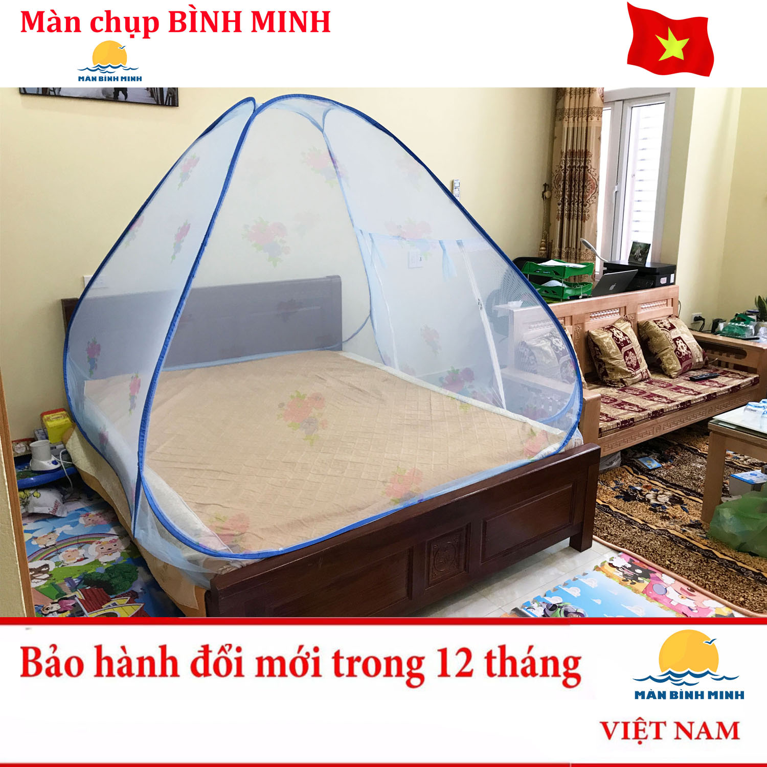 Màn chụp chống muỗi đỉnh hẹp Bình Minh 1m8 x 2m 