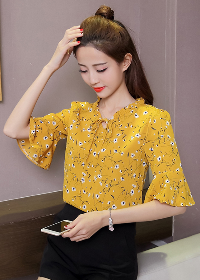 Áo nữ tay lỡ họa tiết hoa lá sm139