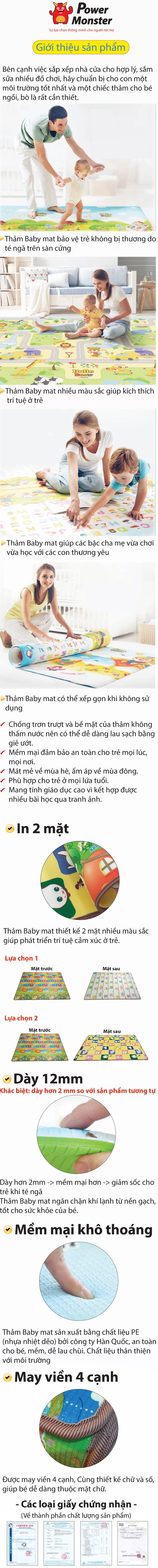 Thảm chơi chó trẻ Baby Mat được in 2 mặt ( Chữ cái - Mèo ) - không chất độc hại