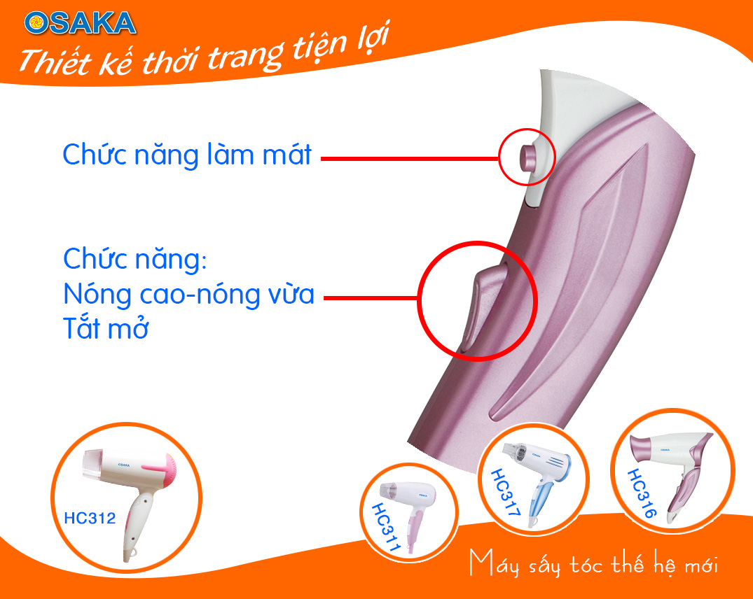 Máy Sấy Tóc Osaka HC316 (1500W)