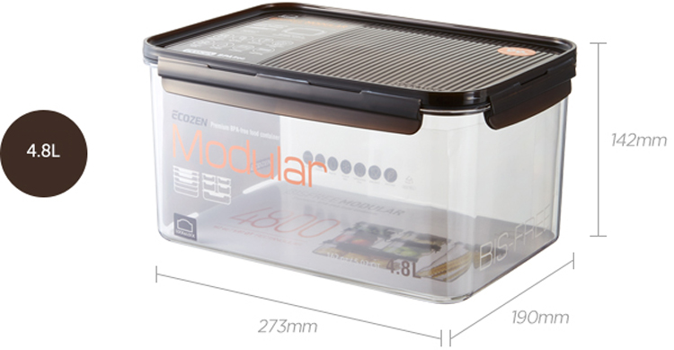 Hộp Bảo Quản Thực Phẩm Hình Chữ Nhật Lock&Lock Bisfree Modular LBF408 (4.8L) - Nâu