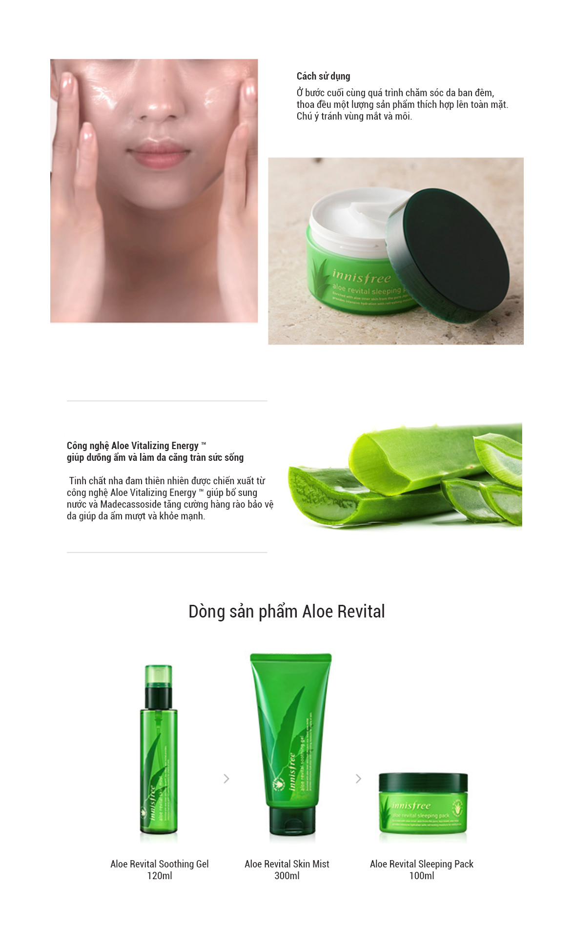 Mặt Nạ Ngủ Dạng Kem Từ Nha Đam Innisfree Aloe Revital Sleeping Pack (100ml)