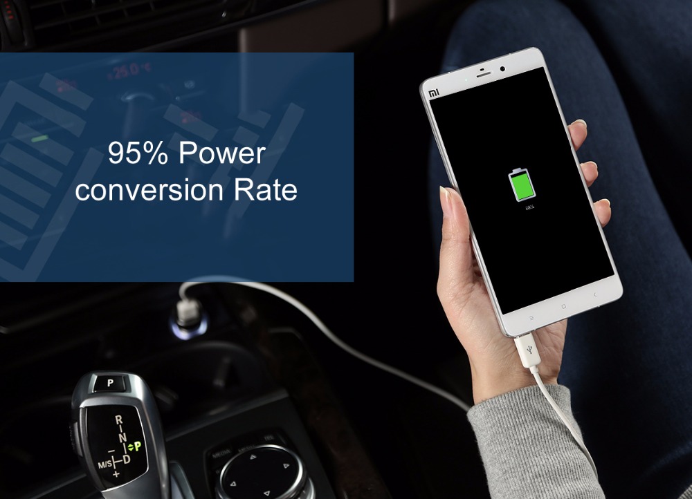 Original Xiaomi MI dual port charger / car charger metal appearance 5V / 3.6A dual USB smart output support fast charging Competiable with Most  Phone Tablet PC