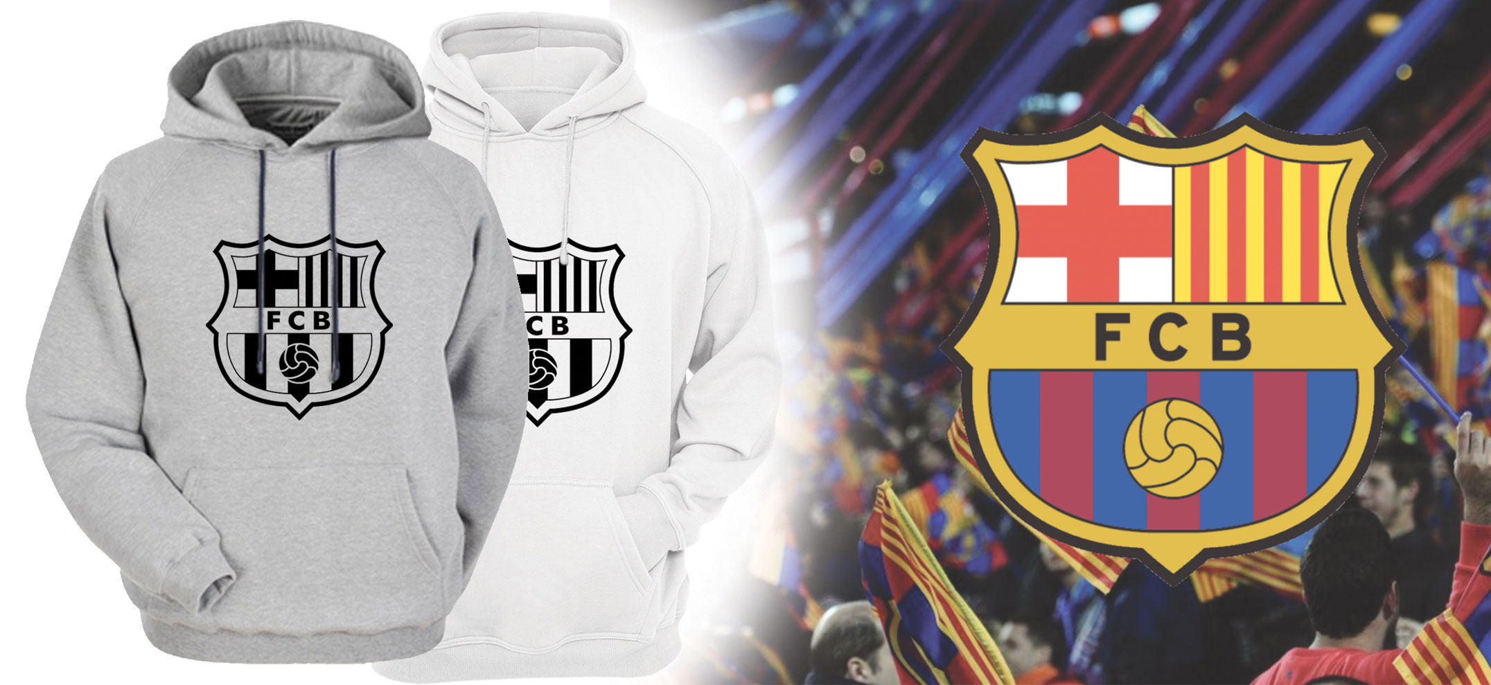 Áo Hoodie Tay Dài Có Mũ Logo Barcelona