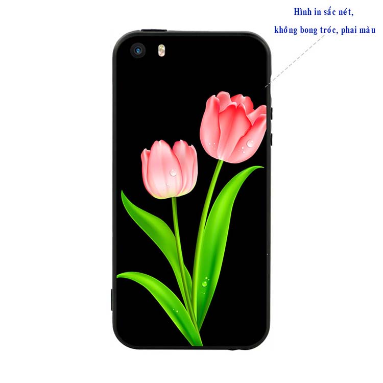 Ốp Lưng Viền TPU Cao Cấp Dành Cho iPhone 5/5s - Hoa Tulip 01