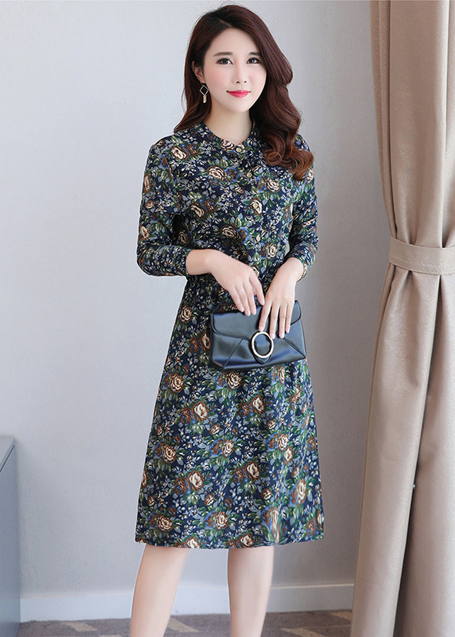 Đầm hoa nữ nhún eo da28