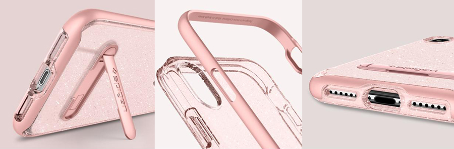 Ốp Lưng Iphone X Spigen Crystal Hybrid Gliiter - Hồng - Hàng Chính Hãng