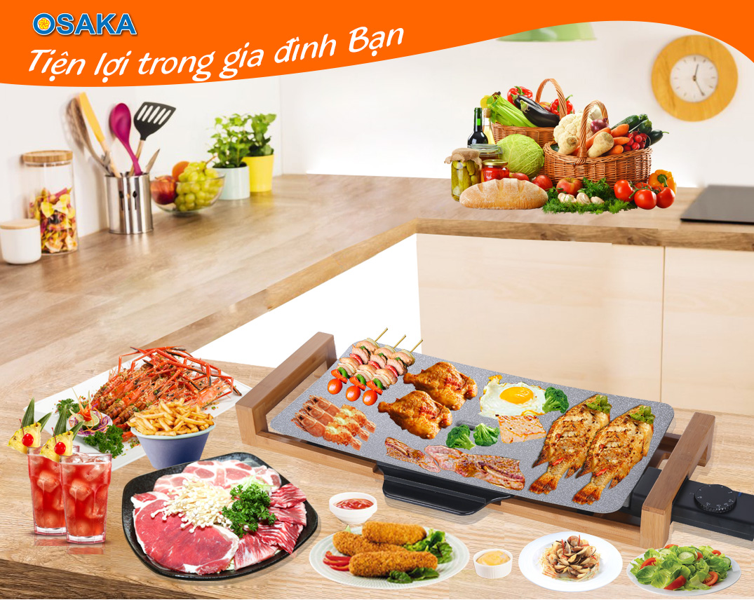Vỉ Nướng Điện Chống Dính Osaka EG06 (1800W)