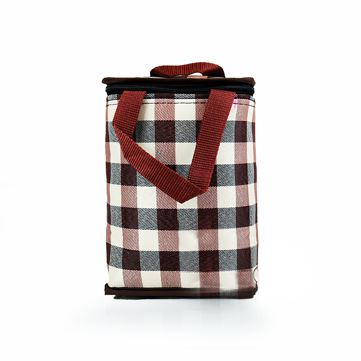 Túi giữ nhiệt kiểu đứng caro trắng nâu